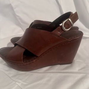 Born Brown Leather Wedge -NWOT- Size 10